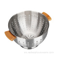 Easy Grip Metal Colander Sith mango de bambú